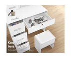ALFORDSON Dressing Table Stool Set LED Makeup Storage Desk 10 Bulbs White