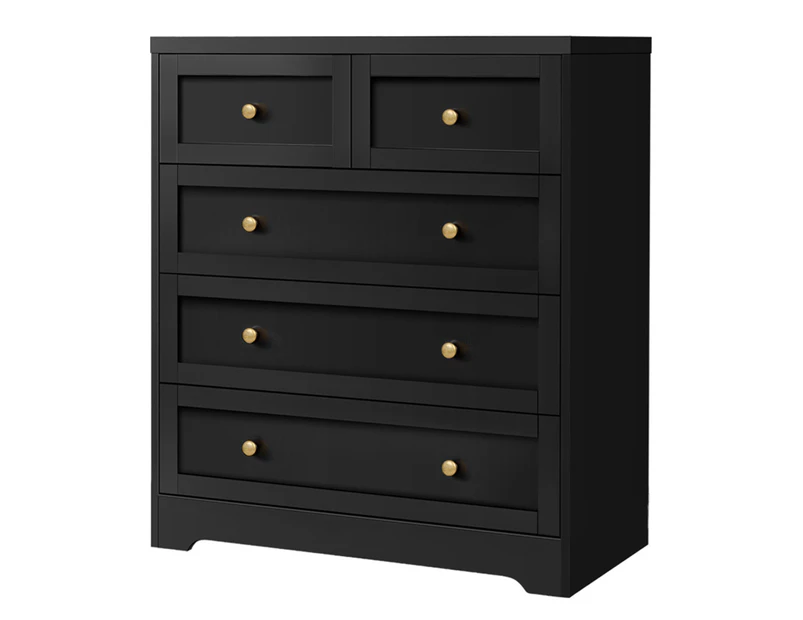 ALFORDSON 5 Chest of Drawers Hamptons Storage Cabinet Tallboy Dresser Black