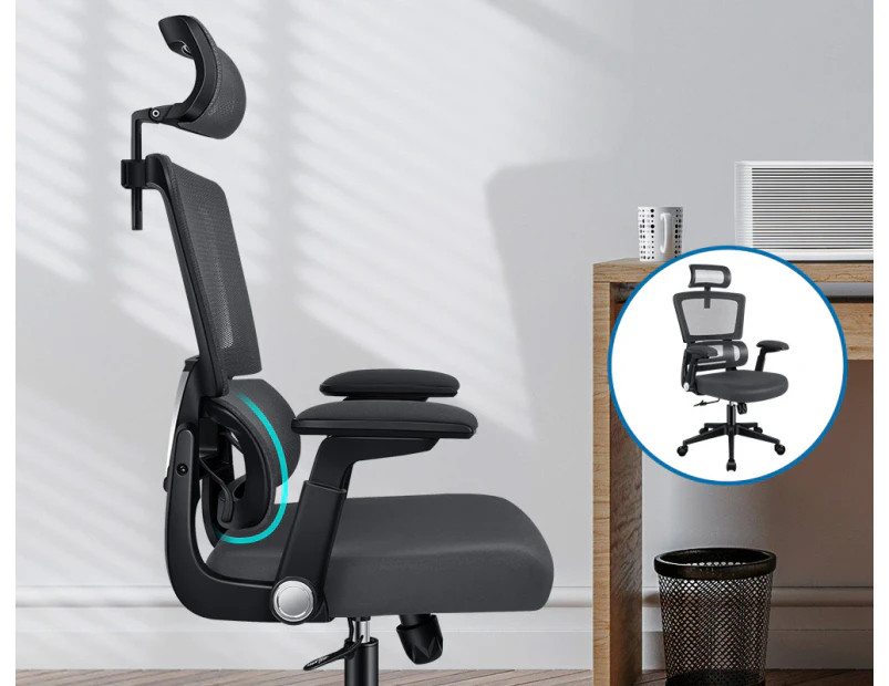 ALFORDSON Mesh Office Chair Ergonomic Computer Seat Black & Dark Grey