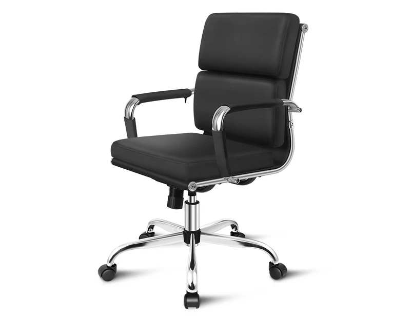 ALFORDSON Office Chair Ergonomic Paddings Executive Computer Work [Model: Philo - Mid Back - Black]
