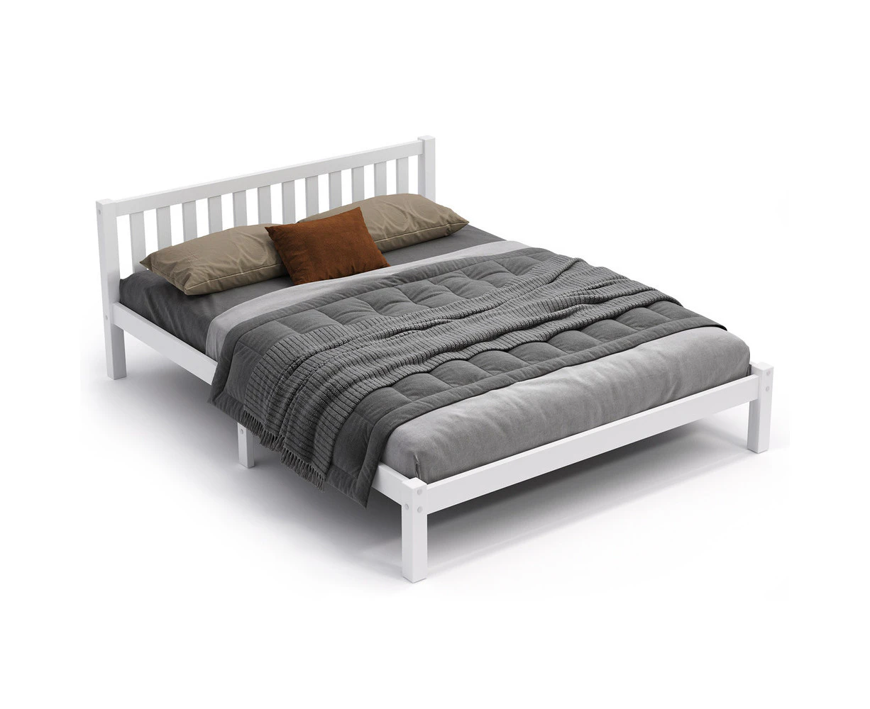 ALFORDSON Bed Frame Wooden Timber Queen Size Mattress Base Platform - Fenella White