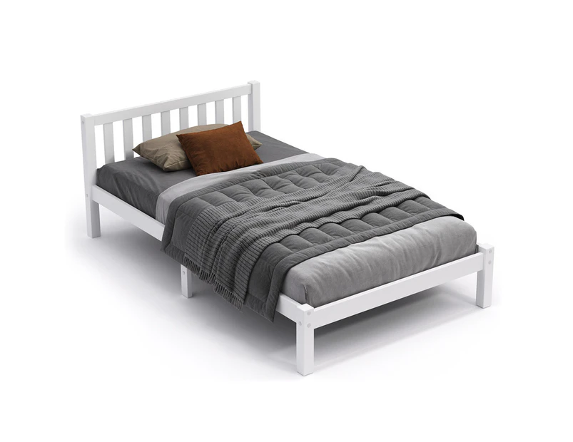 ALFORDSON Bed Frame Wooden Timber Single Size Mattress Base Platform - Fenella Wite