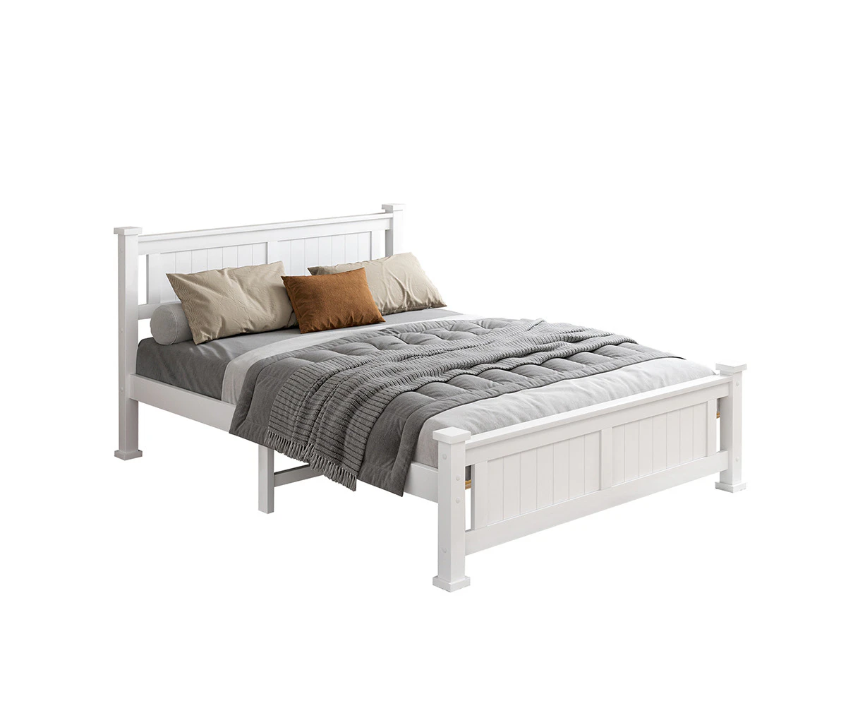 ALFORDSON Bed Frame Wooden Timber Double Size Mattress Base Platform - Arne White