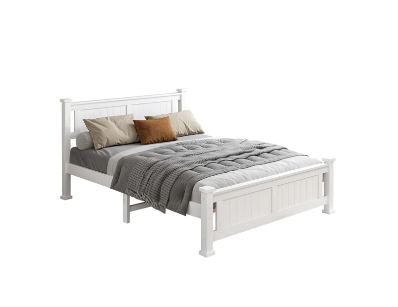 ALFORDSON Bed Frame Wooden Timber Double Size Mattress Base Platform - Arne White