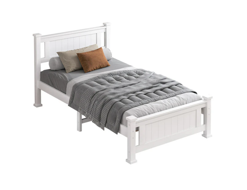 ALFORDSON Bed Frame Wooden Timber Single Size Mattress Base Platform - Arne White