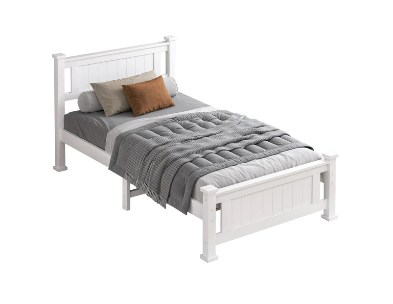 ALFORDSON Bed Frame Wooden Timber King Single Size Mattress Base Platform - Arne White