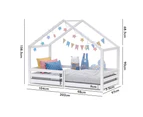 ALFORDSON Kids Bed Frame Wooden Timber Single Mattress Base Platform - White