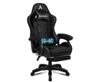 ALFORDSON Gaming Office Chair Massage Racing Computer Footrest Leather [Model: Xavier - All Black]