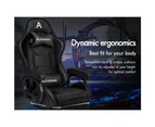ALFORDSON Gaming Office Chair Massage Racing Computer Footrest Leather [Model: Xavier - All Black]