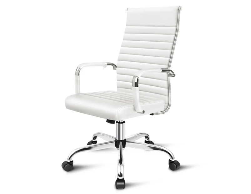 ALFORDSON Office Chair Padded Seat Ergonomic Executive Computer Study [Mode: Nyssa - High Back - White]