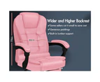 ALFORDSON Massage Office Chair Footrest Executive Gaming Racing Seat PU Leather Pink