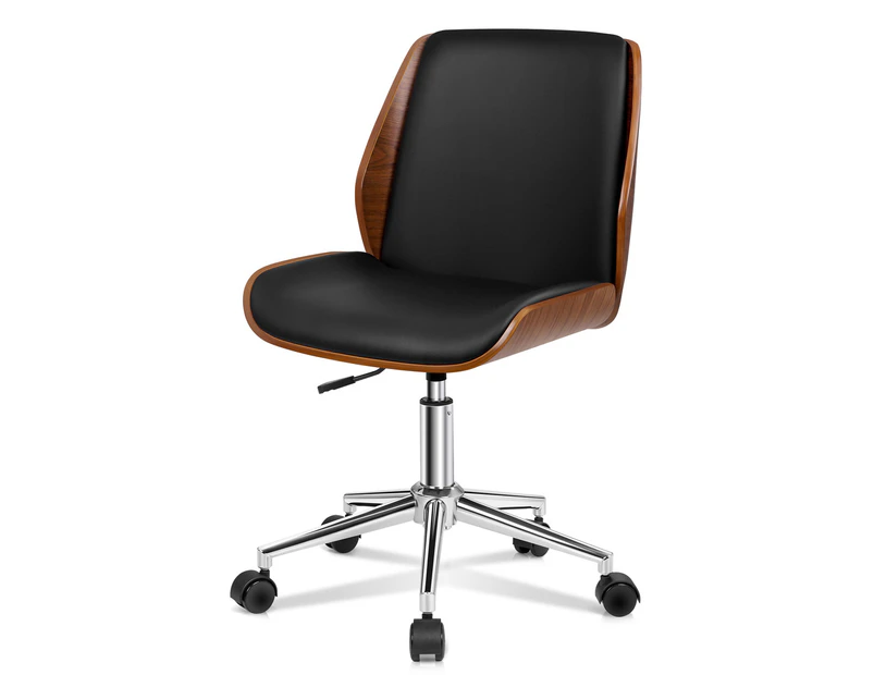 ALFORDSON Wooden Office Chair Computer Chairs Home Seat PU Leather [Model: Renzo  - Black]