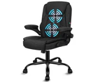 ALFORDSON Massage Office Chair Executive Computer Gaming Seat Linen Mid Back (Fabric Black)
