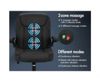 ALFORDSON Massage Office Chair Executive Computer Gaming Seat Linen Mid Back (Fabric Black)