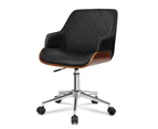 ALFORDSON Wooden Office Chair Computer Chairs Kendra Home Seat PU Leather [Model: Kendra - Black]