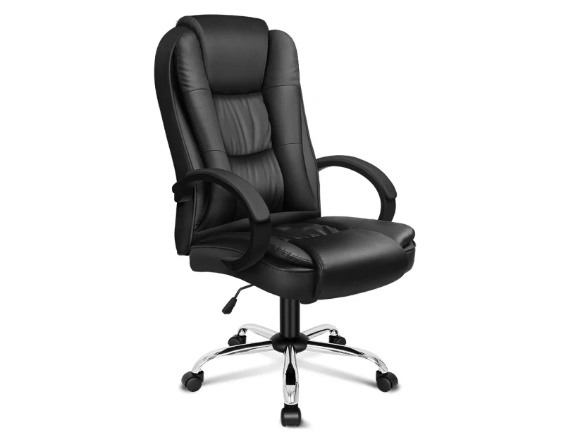 ALFORDSON Executive Office Chair PU Leather Computer Gaming Racer [Model: Adam - Black]