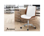 ALFORDSON Wooden Office Chair Computer Chairs Wood Seat PU Leather [Model: Renzo  - White]