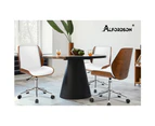 ALFORDSON Wooden Office Chair Computer Chairs Wood Seat PU Leather [Model: Renzo  - White]