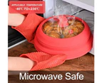 Microwave Vented Glass Cover and Multifunction Silicone Splatter Guard Lid - Grey Large