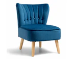 Accent Velvet Chair Upholstered Lounge Sofa Desk Chair Dining Single Seat Retro Blue