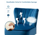 Accent Velvet Chair Upholstered Lounge Sofa Desk Chair Dining Single Seat Retro Blue