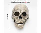 Skull Moving Jaw Full Head Mask Adult Latex Halloween Skeleton Fancy Dress White