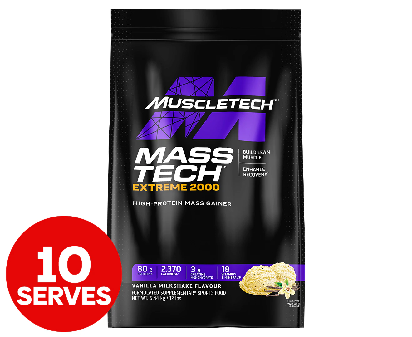 MuscleTech Mass Tech Extreme 2000 Mass Gainer Vanilla 5.44kg