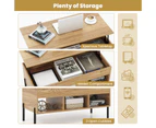 Costway Lift-Up Top Coffee Table Modern Sofa Table Nightstand w/Hidden Storage Shelf Bedroom Living Room, Natural