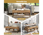 Costway Lift-Up Top Coffee Table Modern Sofa Table Nightstand w/Hidden Storage Shelf Bedroom Living Room, Natural