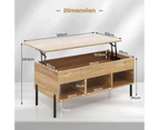 Costway Lift-Up Top Coffee Table Modern Sofa Table Nightstand w/Hidden Storage Shelf Bedroom Living Room, Natural