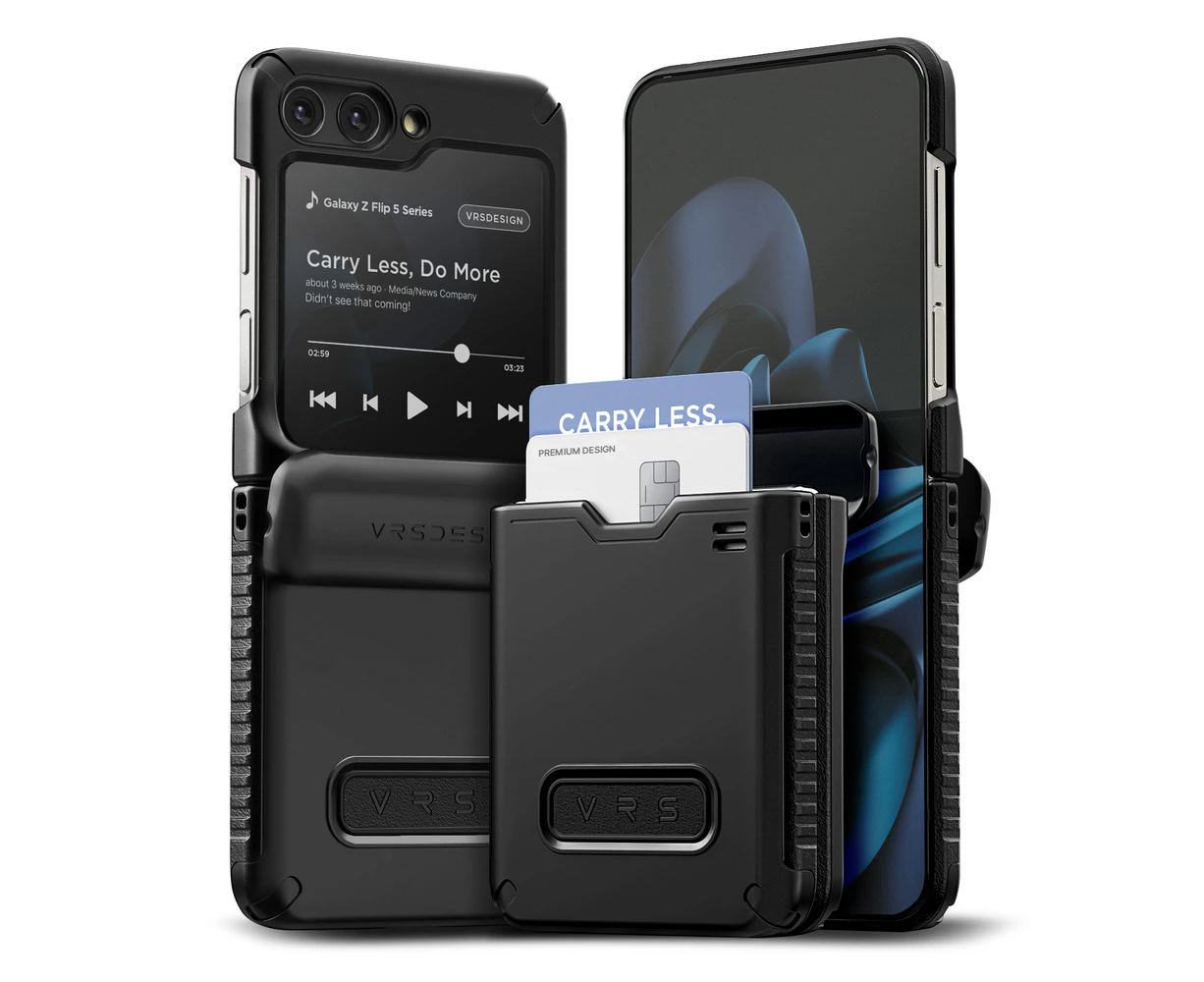 VRS DESIGN Galaxy Z Flip 5 Case, Genuine VRS DESIGN Terra Guard Active Go Hard Wallet Cover for Samsung - Black