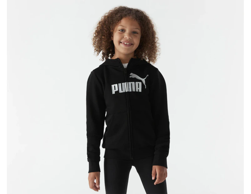 Puma Youth Girls' Essential Logo Full Zip Hoodie - Black