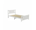 DREAMO Single Solid Pine Timber Bed Frame - White