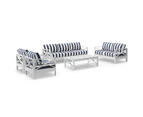 Kansas 3+2+1+1 seater Outdoor Aluminium Lounge Set with Coffee Table - Outdoor Aluminium Lounges - White