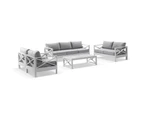 Kansas 3+2+1+1 seater Outdoor Aluminium Lounge Set with Coffee Table - Outdoor Aluminium Lounges - White