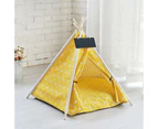 Portable Linen Dog Teepee Bed - White