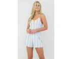 WINSOME GIRL Women's Summer Casual Stripe Playsuit Blue/White WGPS03