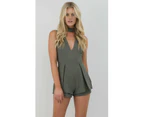 WINSOME GIRL Women's Summer Party Halter Playsuit Green WGPS19