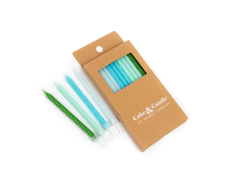 24pk Blue to Green Spiral Candles 8cm
