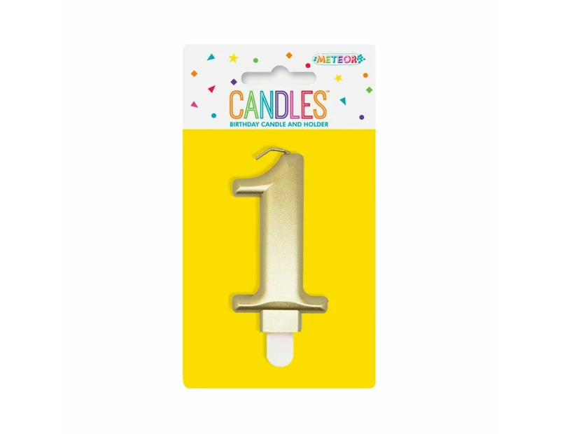 Metallic Gold No. 1 Numeral Candle