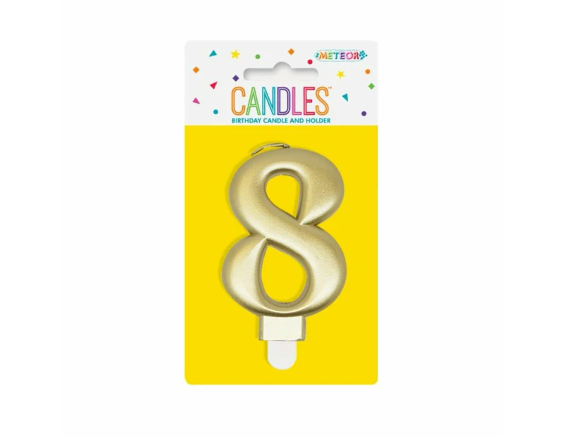 Metallic Gold No. 8 Numeral Candle