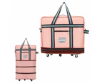 Expandable Foldable Luggage Bag with Universal Wheels Rolling Travel Bag Duffel Bag Pink