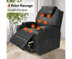 Advwin Massage Chair Electric Lift Recliner Chair PU Leather 8 Point Massage Heating Armchair Lounge Black