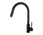 Pull Out Kitchen Tap Mixer Swivel Gooseneck Spout Black Round Brass Laundry Kitchen Bar Sink Faucets