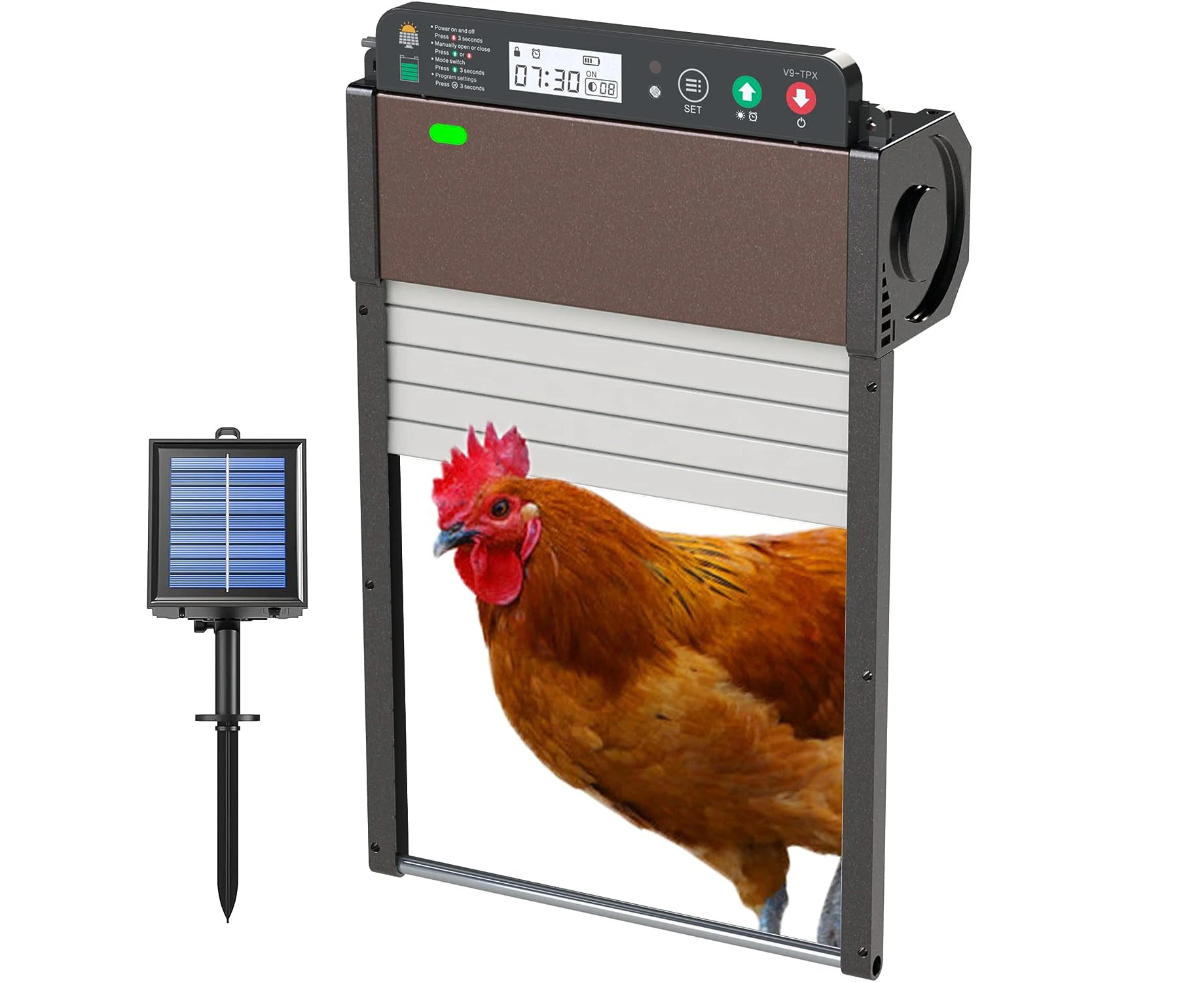 Automatic Chicken Coop Door Solar Powered Chicken Coop Door Opener with Timer & Light Sensor Chicken Coop Accessories