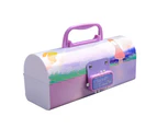 Cartoon Pencil Box Large Capacity Pencil Case with Password Lock for Students - Dinosaur family purp