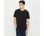 Target Australian Cotton Henley T-Shirt - Black