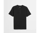 Target Australian Cotton Henley T-Shirt - Black