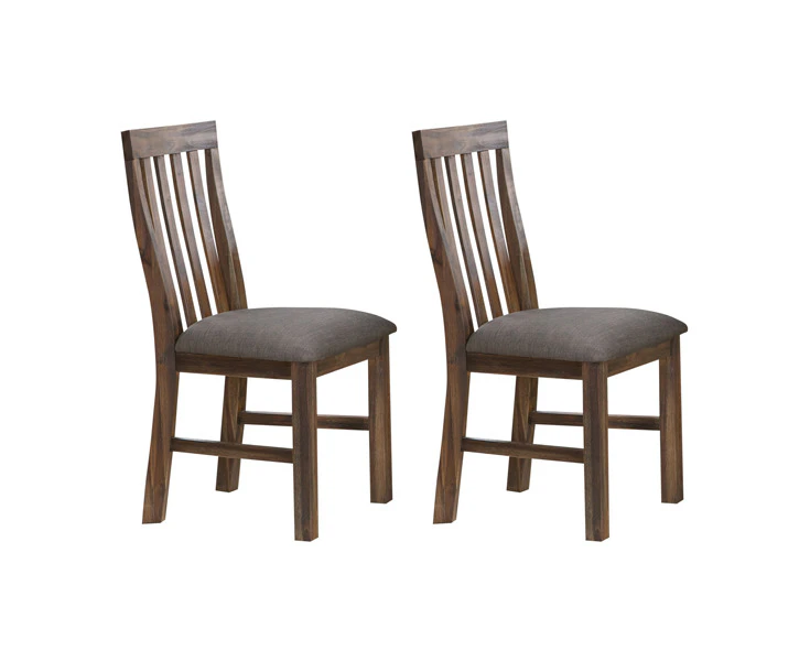 2X Wooden Frame Leatherette in Solid Wood Acacia & Veneer Dining Chairs in Chocolate Colour