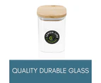 SQUARE GLASS JARS w/ BAMBOO LID [24 pack] 550mL Food Storage Canisters Container Spice Jar Wedding Favours Empty Clear Glass Bottles with Wood Lid